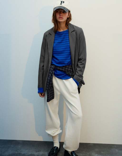 Pull&Bear blazer basique gris chiné, 2 de 7