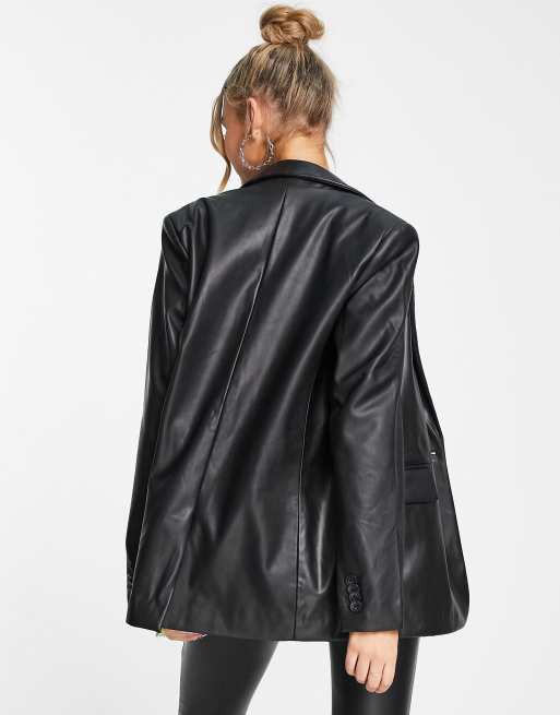 Veste simili cuir 2025 femme pull and bear