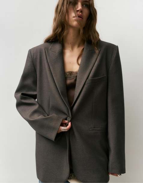 Pull&Bear - Blazer oversize marrone tortora - view 1