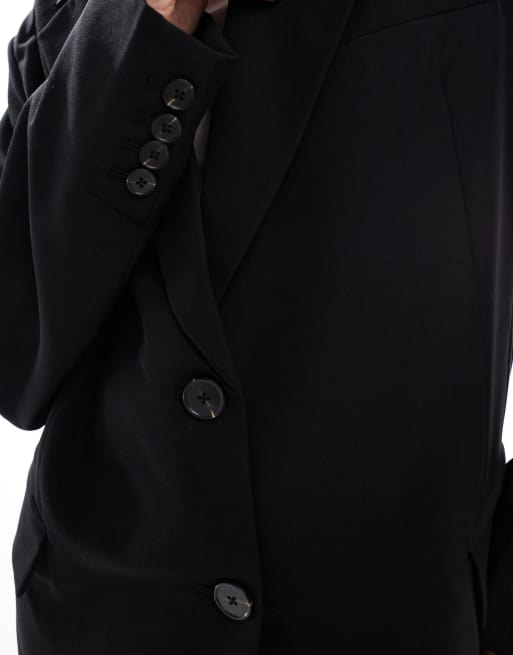 Pull&Bear Blazer oversize nero con due bottoni in coordinato ASOS