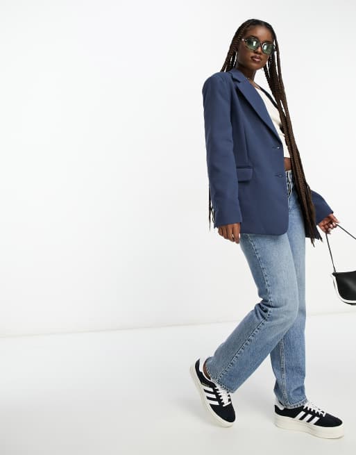 Pull&Bear - Blazer oversize taglio maschile blu navy