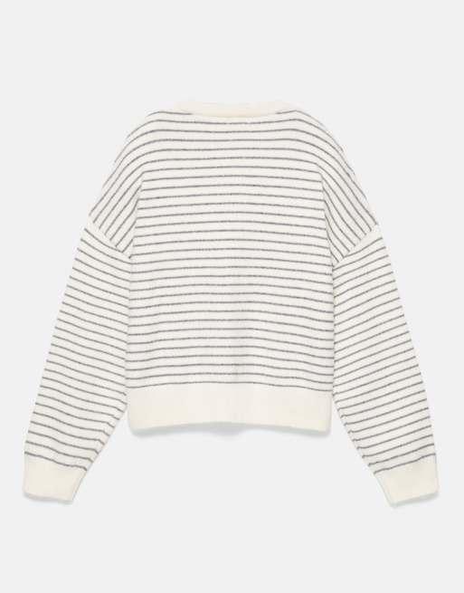 Pull&Bear blød strik, boxy striktrøje i isblå, 7 af 7