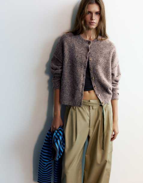 Pull&Bear blød strikcardigan i brun - view 1