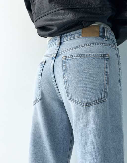 Pull&Bear – Blekblå, baggy jeans med raka ben och strass, 5 av 7