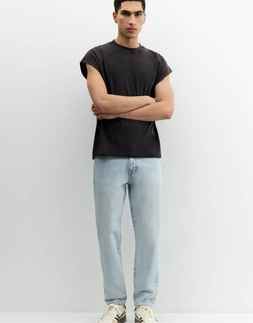 Pull&Bear – Blekblå jeans med standard passform