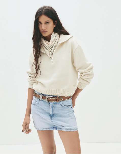 Pull&Bear – Blekblå jeanskjol i minilängd med revor - view 1