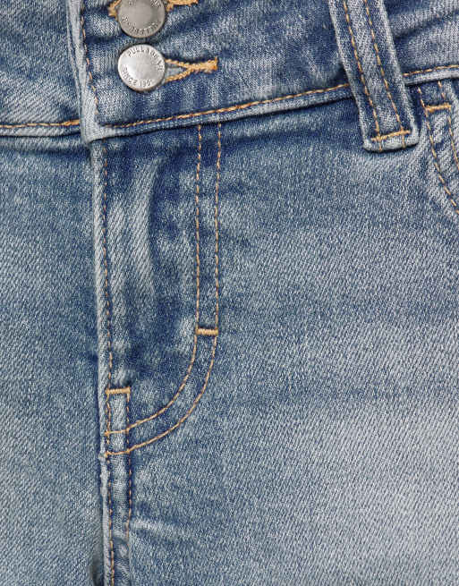 Pull&Bear – Blekblå jeansshorts i minilängd med två knappar, 6 av 6