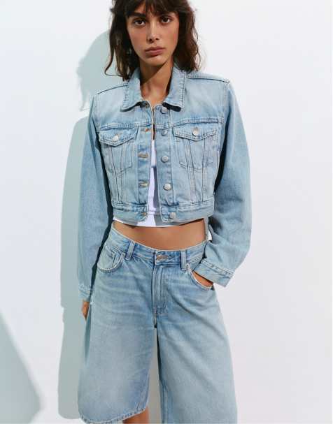 Pull&Bear – Blekblå, kort jeansjacka - view 1