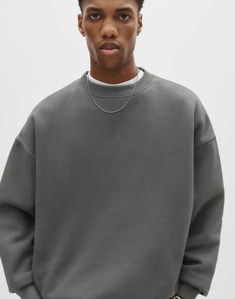 Pull&Bear – Blekgrå sweatshirt i boxig passform - view 1