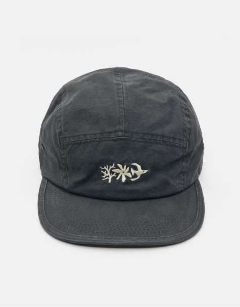 Pull&Bear – Bleksvart keps med 5-paneler och broderi - view 1