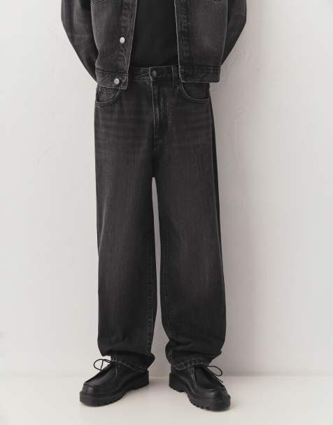Pull&Bear – Bleksvarta baggy jeans - view 1
