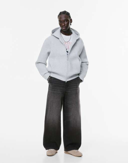 Pull&Bear – Bleksvarta jeans i skatermodell