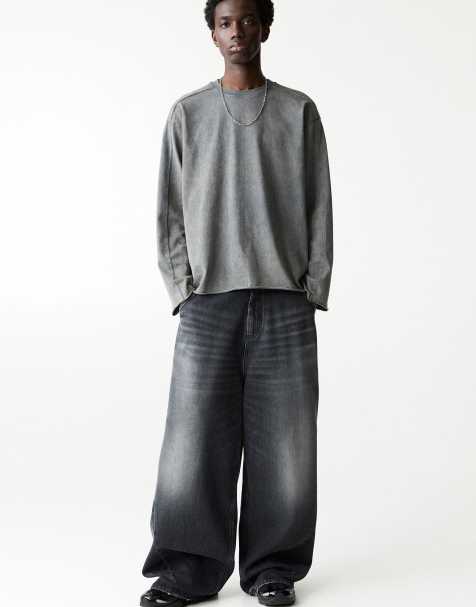 Pull&Bear – Bleksvarta superbaggy jeans - view 1