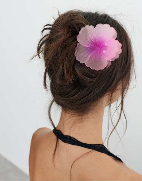 Pull&Bear - Bloemvormige haarklem in roze - view 1