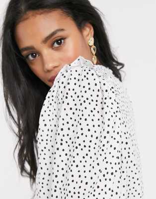 polka dot white top