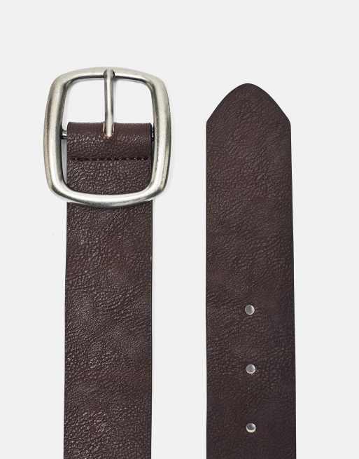 Pull&Bear Bælte i læderlook i brun, 2 af 3