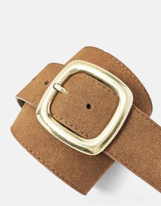 Pull&Bear bælte med firkantet spænde i brun, 3 af 3