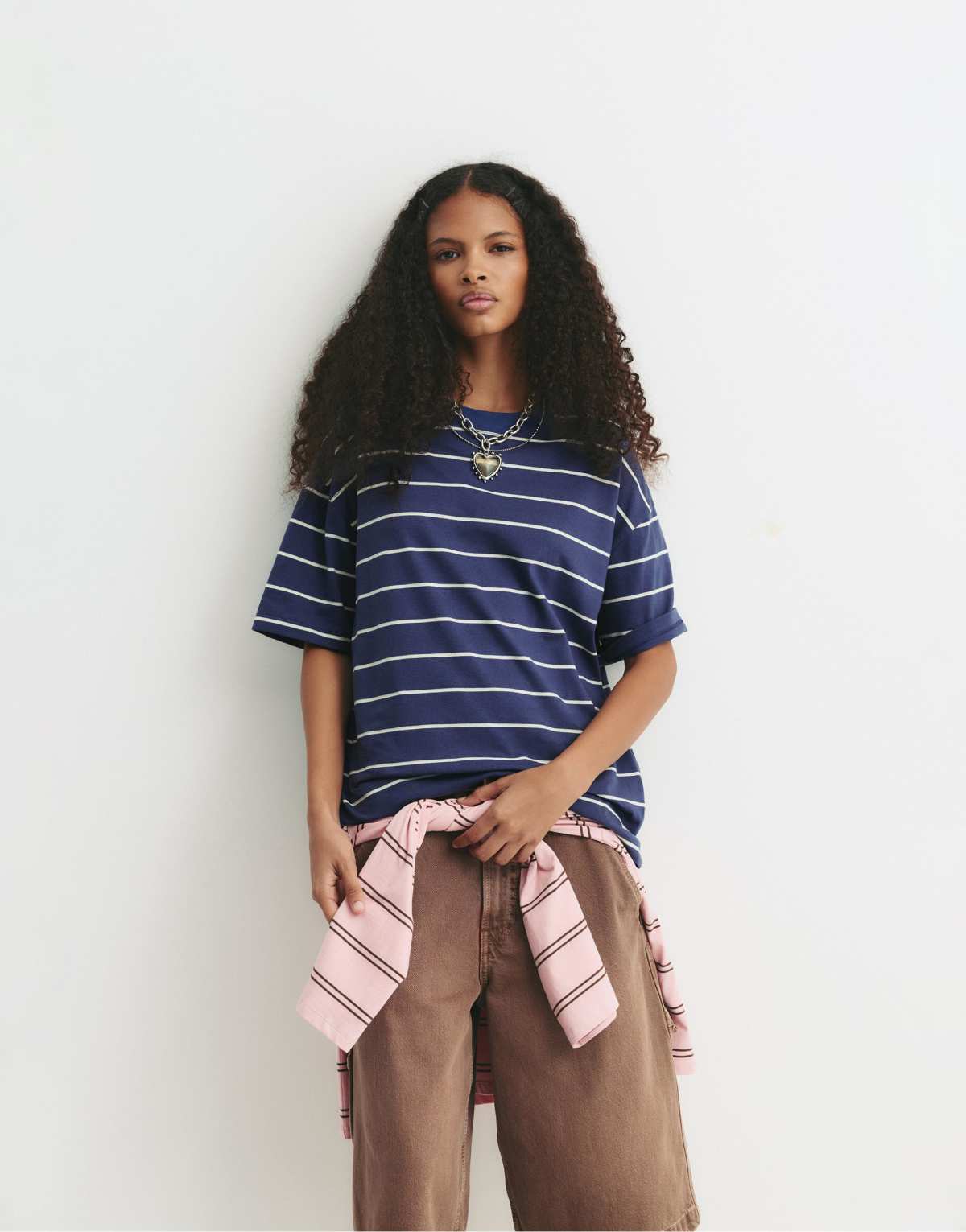 Pull&Bear Blue striped t-shirt in navy