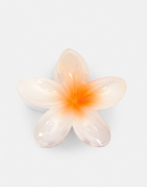 Pull&Bear – Blumen-Haarklammer in Weiß