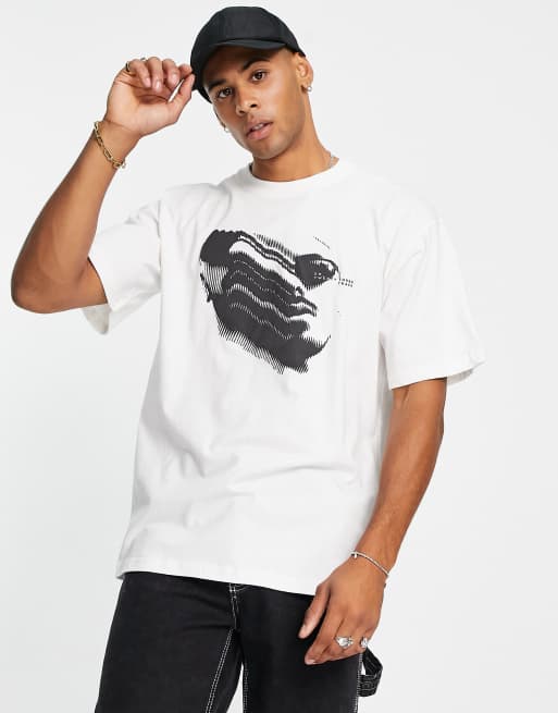 Pull&Bear blurred face printed T-shirt in white