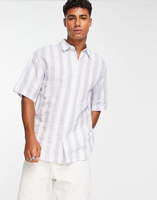 Pull&Bear blurry striped shirt in white | ASOS