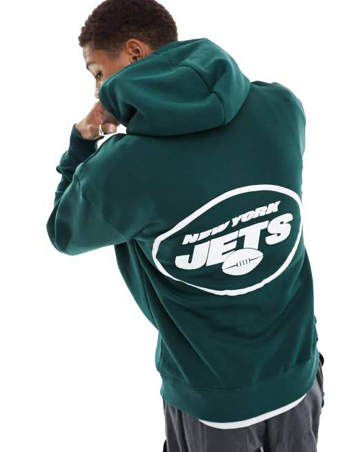 Pull&Bear – Bluza w kolorze butelkowej zieleni z kapturem i nadrukiem „New York Jets”