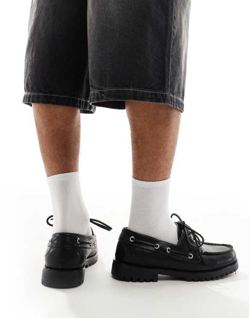 Pull&Bear boat shoes in black