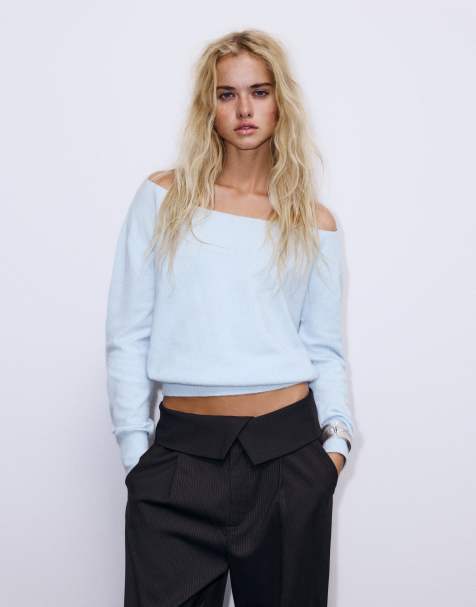 Pull&Bear Boatneck jumper in light blue - view 1
