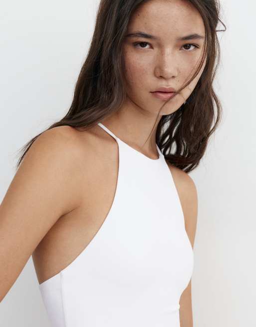 Pull&Bear - Body à encolure américaine à bretelles - Blanc, 3 de 4