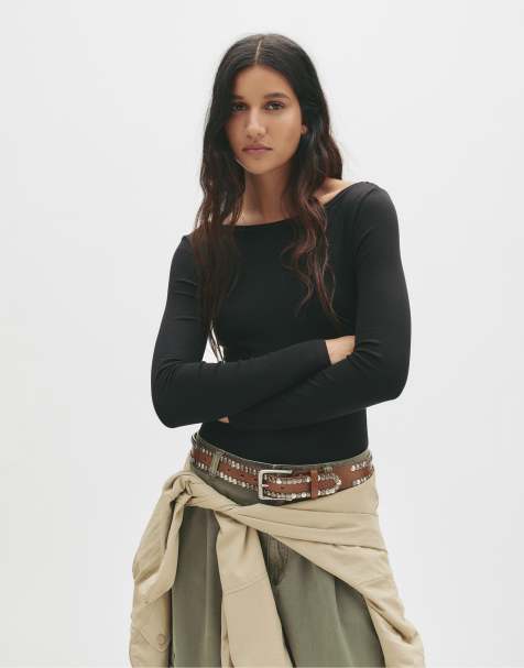 Pull&Bear - Body à manches longues - Noir - view 1