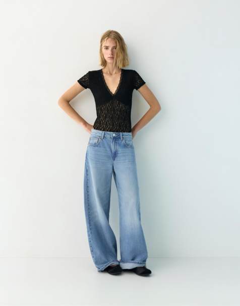 SHEKINI Body In Pizzo Elegante Per Donna - Scollo A V A Maniche Corte, Conchiglie E Chiusura A Automatici - Top Tuta Casual Sexy