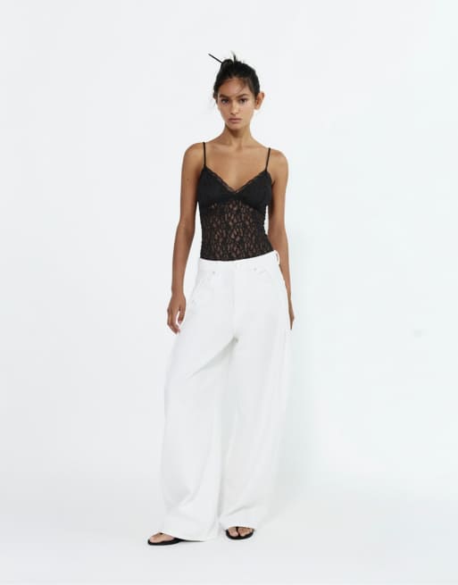 Pull&Bear - Body en dentelle à bretelles - Noir, 4 de 4