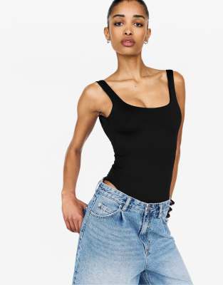 Pull&Bear - Body en polyamide à bretelles - Noir - view 1