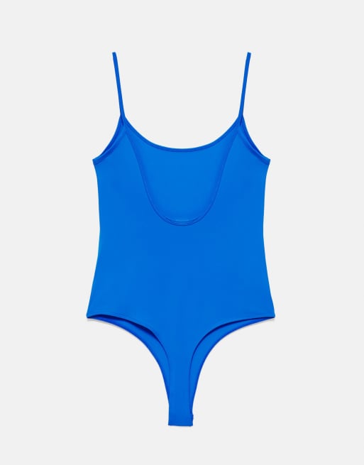 Pull&Bear - Body en polyamide à fines bretelles - Bleu foncé, 7 de 7