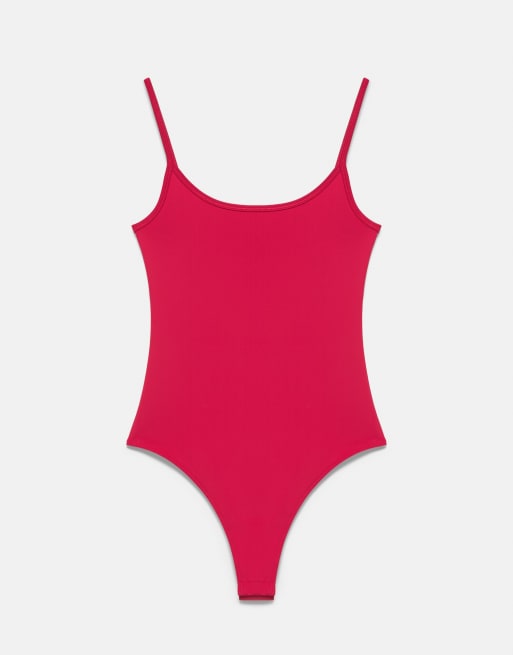 Pull&Bear - Body en polyamide à fines bretelles - Framboise, 6 de 7