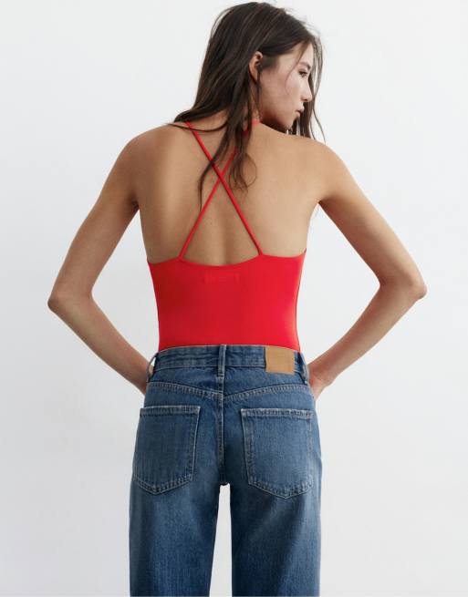 Pull&Bear - Body met halternek en bandjes in rood, 2 van 4