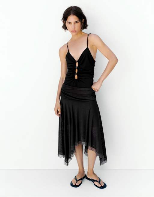 Pull&Bear - Body nero con spalline e cut-out con applicazioni, 2 di 4