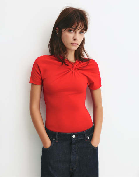 Pull&Bear - Body rosso con nodo al collo - view 1