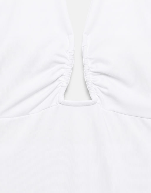 Pull&Bear bodystocking med halterneck og rynkeeffekt i hvid, 7 af 7