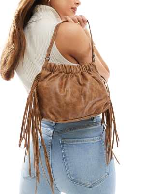 Pull&Bear boho bucket bag in washed brown