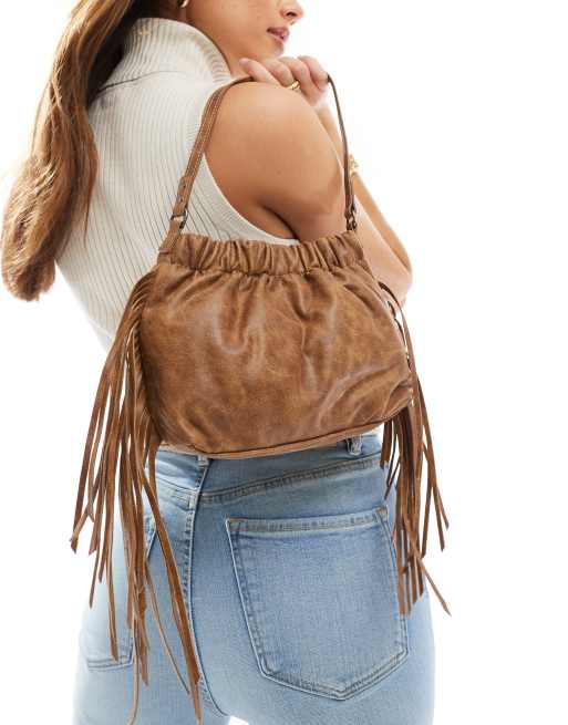 Pull&Bear - Boho buckettas in bruin met wassing