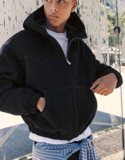 Pull&Bear bomber à capuche noir, 6 de 7