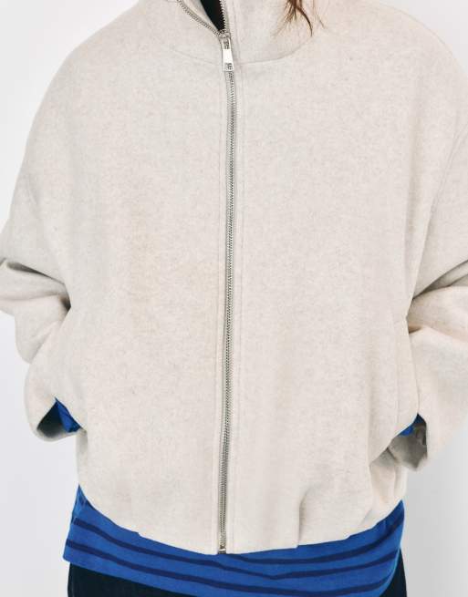Pull&Bear bomber ballon en mélange de laine beige, 3 de 7