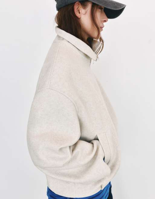 Pull&Bear bomber ballon en mélange de laine beige, 4 de 7