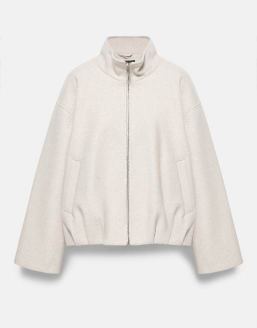 Pull&Bear bomber ballon en mélange de laine beige, 6 de 7