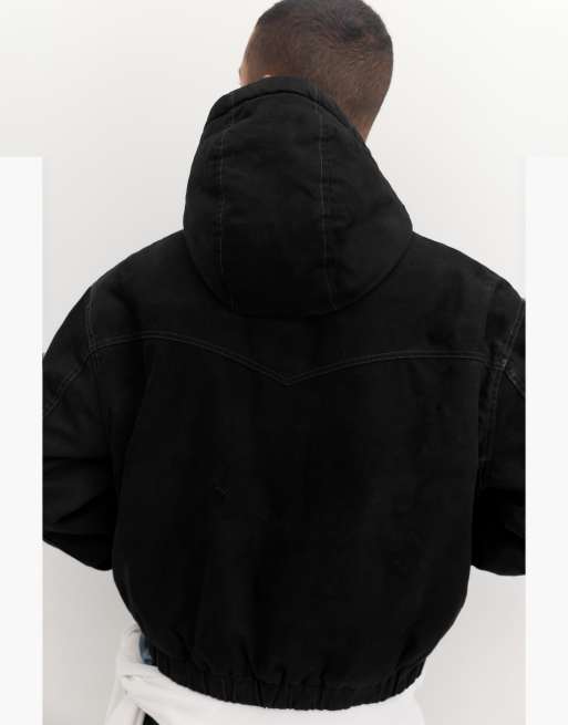Pull&Bear bomber con cappuccio nero, 2 di 7