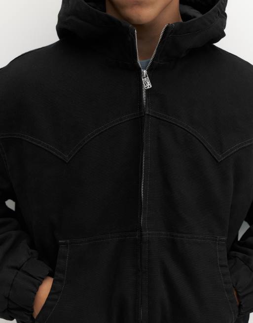 Pull&Bear bomber con cappuccio nero, 3 di 7