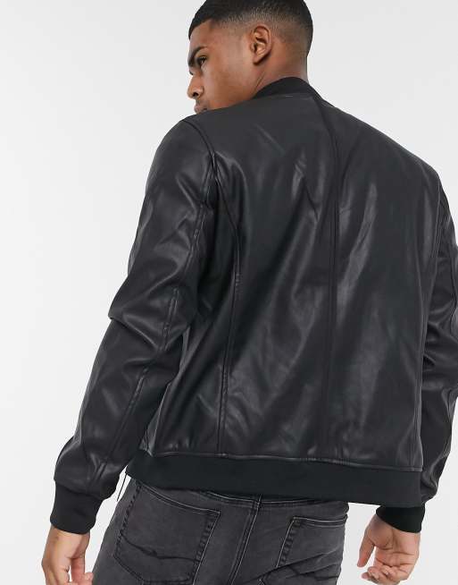 Pull Bear Bomber En Imitation Cuir Noir Asos