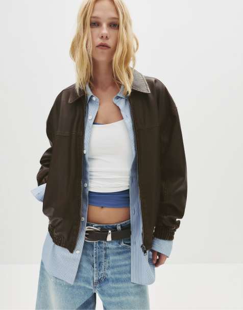 Pull&Bear - Bomber imitation cuir - Marron - view 1