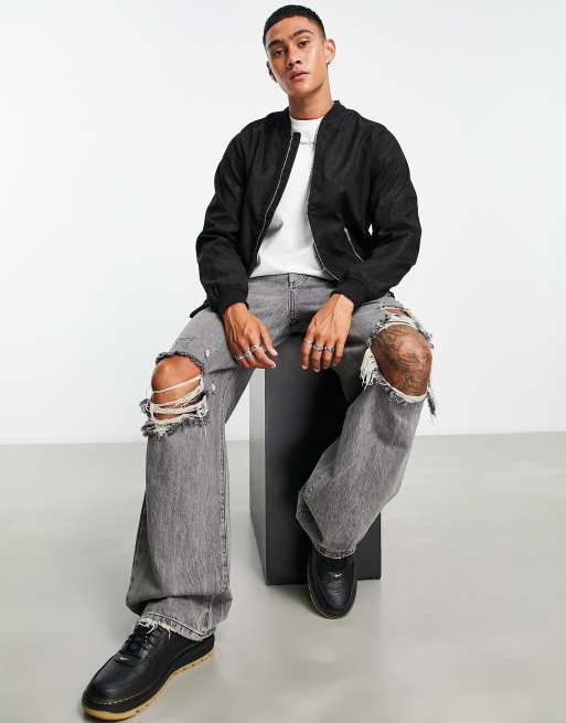 Pull&Bear - Bomber in camoscio sintetico nero